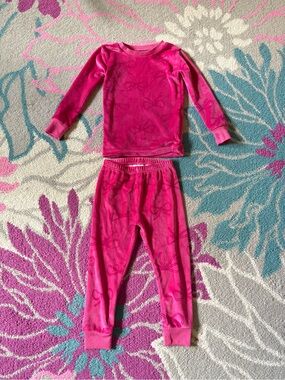 Carters Dream Plush Velour Pink Bow Pajama Set Girls 2T